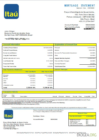 Brésil Itau prêt hypothécaire de la banque scr